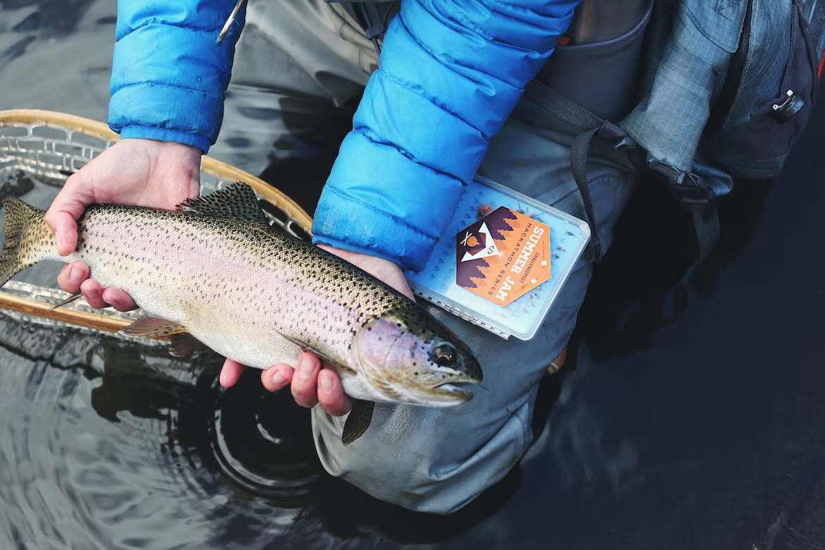 A person holding up a fish they caught