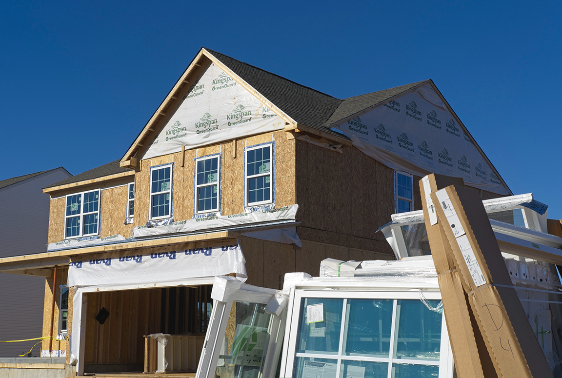 A new house being built as part of a development