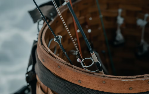 Fishing poles in a basket
