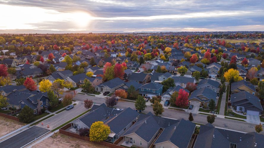 An overhead view of a municipal area